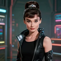high detail audrey hepburn in cyberpunk 2 0 7 7, hdr, unreal engine, raytraced, rtx, reflections, jj abrams
