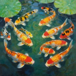 painting of a koi pond, trending on artstation, vivid, masterpiece by ismail inceoglu