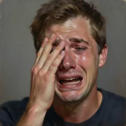 an oil painting of Alex Jones crying, highly detailed