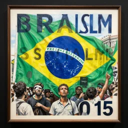 Brazil Socialism protest 2015 , artwork by Sergey Kolesov, arstation, hyper detailed