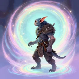 side profile, male half - gremlin ranger, gloomhaven, luminescent, colorful swirly magic ripples, pastel colors, by greg manchess, huang guangjian, gil elvgren, sachin teng, greg rutkowski, jesper ejsing, ilya kuvshinov