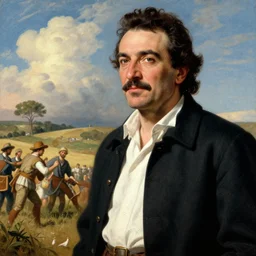 pablo escobar as liberty leading the farmers in quarto stato by pellizza da volpedo, masterpiece 4 k digital, highly detailed, trending on artstation, award winning