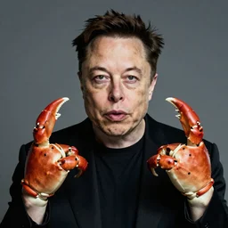 elon musk with crab claws as hands