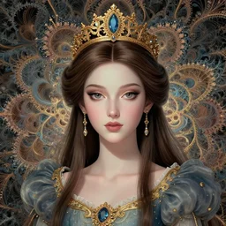 portrait of princess of fractals, detailed background