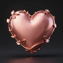 rose gold heart, wrapped in vines, vray, deep black background, intricate, elegant, highly detailed, vintage photography, prism highlights, cgsociety, smooth, sharp focus, telephoto, depth of field, octane render, blender