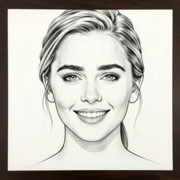an amaze - art painting of emilia clarke using single line, amaze art, smiling face