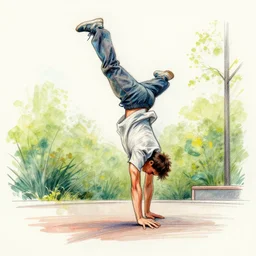 colored sketches of a person doing parkour