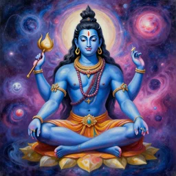 a psychedelic painting of shiva in the cosmos