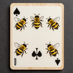 5 of bees, woodblock playing card