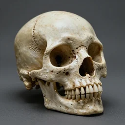 A skull of a weird alien creature, intricate, 35mm, photorealistic, realistic, depth of field, photography, high definition, 8k