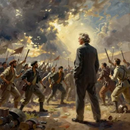 Painting of Larry David leading a battle in the Great Arab Revolt