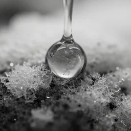 macro closeup oil and snow, macro, microscopic, black and white, toned, cinematic, post - processing, organic