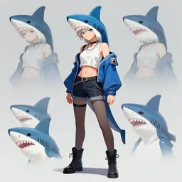 Concept art for a shark vtuber model, digital art