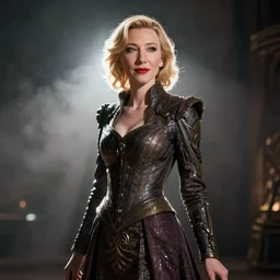 film still of cate blanchett as dutchess satine from clone wars, deep focus, glamour pose, dramatic lighting, octane, mist, steve mccurry, volumetric lighting
