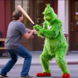 CCTV footage of the Grinch beating a man with a baseball bat