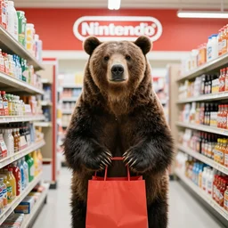 a grizzly bear shopping at the hardware store by nintendo.