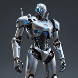 cybernetic digital warrior robot, studio octane render