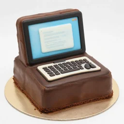 computer shaped chocolate cake