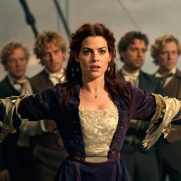 a portrait anne hathaway, appears in titanic, film still, by frank frazetta, larry elmore, jeff easley and ross tran