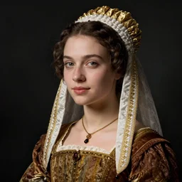 portrait of young woman in renaissance dress and hennin,