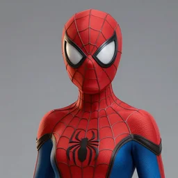 female spiderman, mask covering mouth, eyes visible, medium shot, bruce timm, j. scott campbell, andy hartnell, inked, tight fit, curvaceous, slim, stuck against a wall