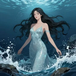 goddess of the sea, drawn by artgerm, digital artwork by karol bak and rhads