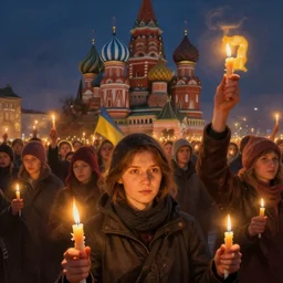 ukrainian people marching to take moscow, lit by candles, digital painting, artstation, concept art, craig mullins, breathtaking, 8 k resolution, extremely detailed, beautiful, establishing shot, artistic, hyperrealistic, octane render, cinematic lighting, dramatic lighting, masterpiece, light brazen, extremely detailed and beautiful face