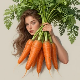 the goddess of carrots detailed illustration, hd, 4k, digital art, overdetailed art, concept art, by Timur Khabirov, complementing colors, Trending on artstation, deviantart