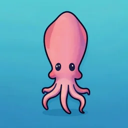funny little cute drawing of a stylized squid, digital art