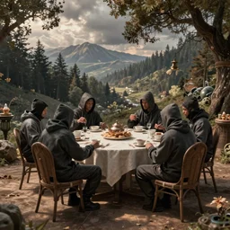 a bunch of hoodlums having a tea party