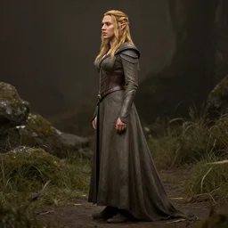 ray tracing, scarlett johansson as a d & d elf from lotr, full body profile,