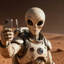 alien taking a selfie on mars, dramatic lighting, cinematic establishing shot, extremely high detail, photorealistic, cinematic lighting, artstation style