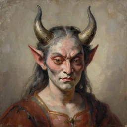 A minor demon Portrait painting in the style of Pascal Blanché, trending on artstation, artstationHD, artstationHQ, unreal engine, 4k, 8k