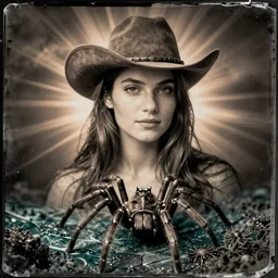 tintype photo, bottom of the ocean, cowboy spider