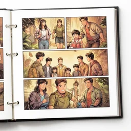 page of a comic book in a family album
