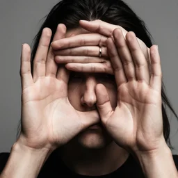 a face made of hands