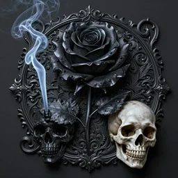 magic smoke, black rose, skull grim reaper, kodachrome, 2 d, ray tracing global illumination, insanely detailed and intricate, hypermaximalist, elegant, ornate, hyper realistic, super detailed, by wangechi mutu