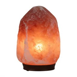industrial himalayan salt lamp, photorealistic, isolated on a pure white background, centered, entire object in frame, sharp focus, soft studio lighting