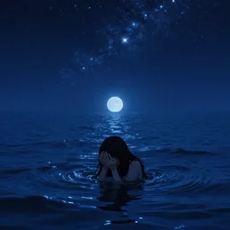 ocean made of stars, drowning in sadness, hope on the horizon