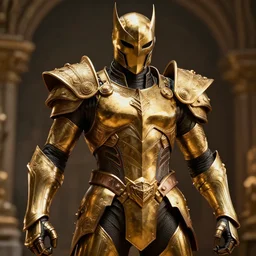 dark knight in gold armor, ornate, cinematic lighting, 4 k, hyper realistic, focused, high detail, photorealistic, extreme detail, octane render, artstation, unreal engine