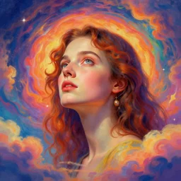 “ a psychedelic portrait of heaven, vibrant color scheme, highly detailed, in the style of romanticism, cinematic, artstation, moebius, greg rutkowski ”