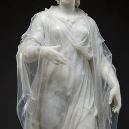 a delicate renaissance marble sculpture covered with water veil, highly detailed transparent marble cloth, gi, global illumination, physically based rendering, photorealistic, top light, dark background by Edgar Maxence and Ross Tran