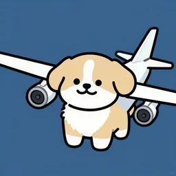 a plane that is also a cute dog, digital art