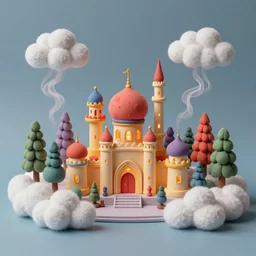 festive and vibrant view photo miniature made of curling smoke and clouds by hossein behzad, matte painting trending on artstation
