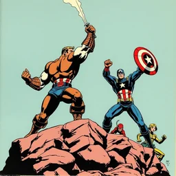 avengers versus the boys, vintage comic by greg rutkowski