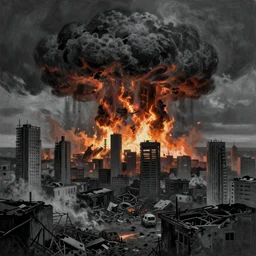 a city being annihilated by nuclear hellfire, painted by zdzislaw beksinski, melancholy