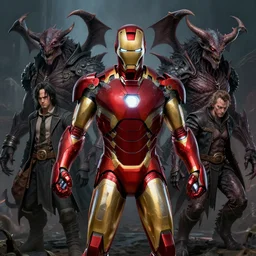 portrait of marvels ironman by hr giger, greg rutkowski, luis royo and wayne barlowe as a diablo, resident evil, dark souls, bloodborne monster, elden ring creature