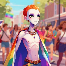 a vibrant art piece of slenderman at pride parade london, digital art, artstation, deviantart, colorful, adobe illustrator, procreate