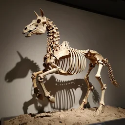 a fossilized Pegasus skeleton, museum photo