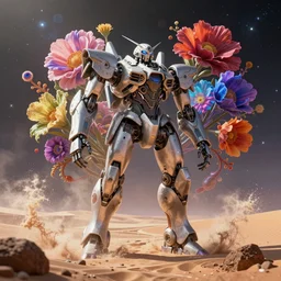 by artgerm and agostino arrivabene, visually stunning, cinematic, ultra realistic, hyper realism, 1 2 k, epic, octane render, unreal engine, vfx, maya, desert waves, light up the stage, deep space, cosmos, psychedelic flowers, organic, oni compound artwork, sparkling hornwort, broken android kannon mindar
